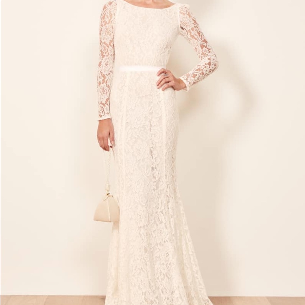 Reformation brand Hestia wedding dress